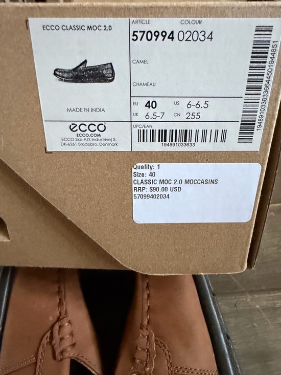 ECCO Men\'s Classic Moc 2.0 loafers in camel brown | 40 | 6-6.5 US